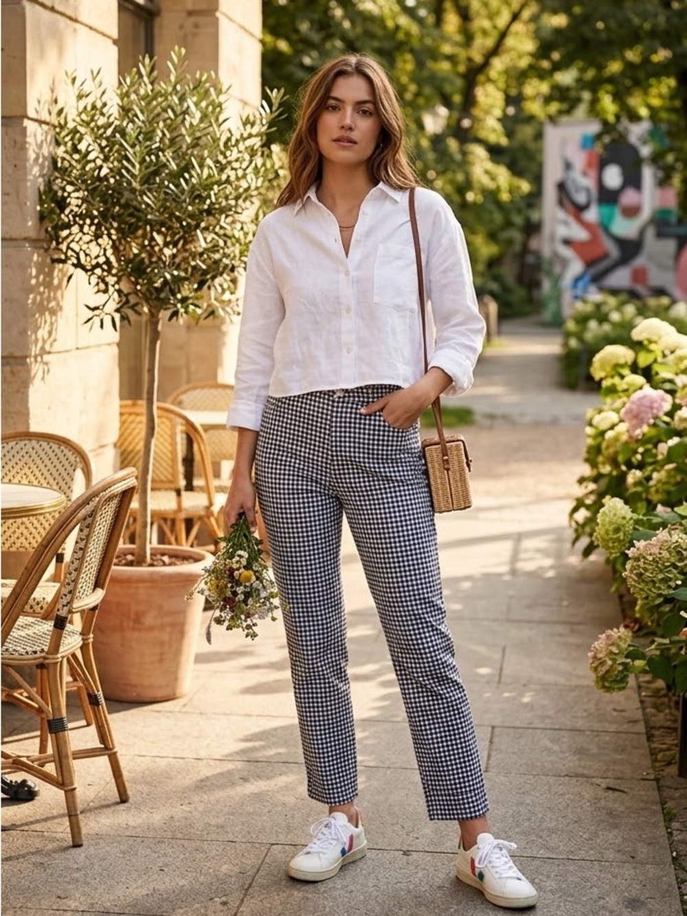 John Galt X Brandy Melville High Rise Gingham Tilden Ankle Cropped Pants Size S
